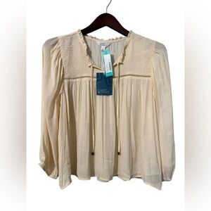 🔥NWT Market & Spruce Logan Relaxed Blouse Size Large Off White